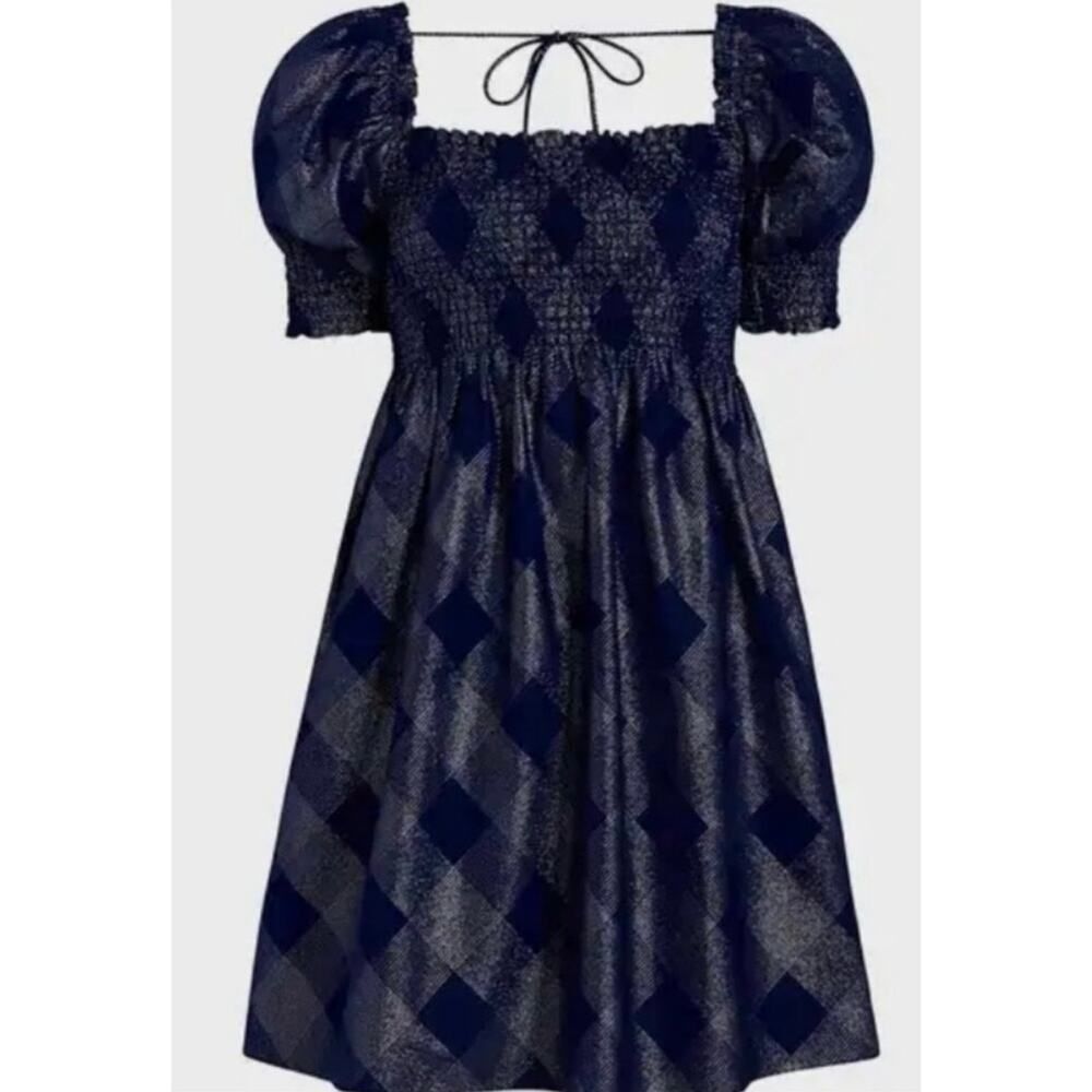 Hill House Athena Nap Dress in Navy Glitter Check Women’s Sz. L